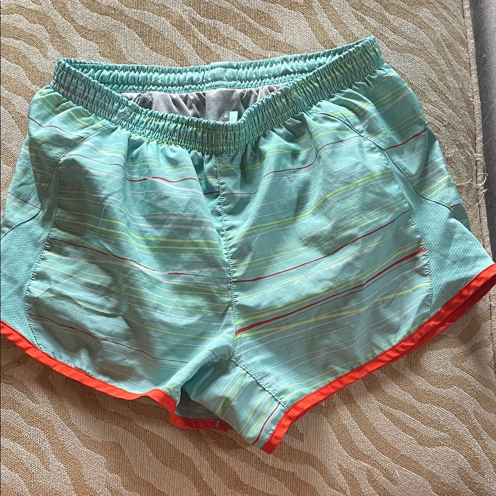 Nike Stripped Athletic Shorts with Orange Trim